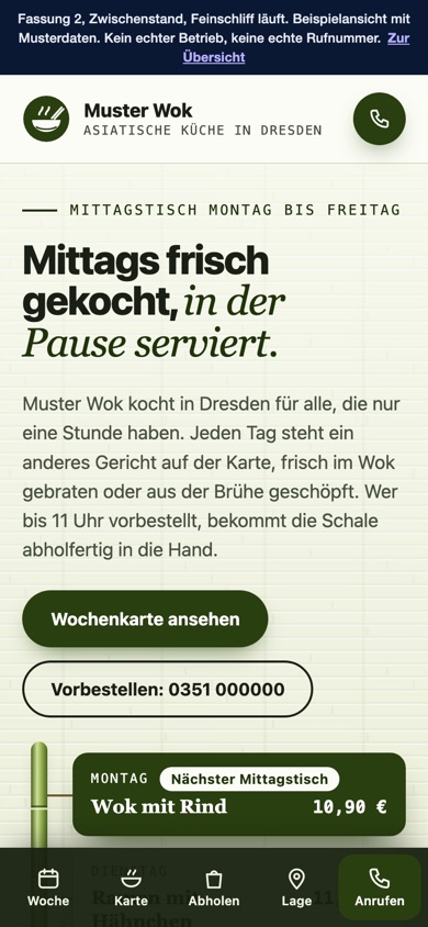 Handyansicht des Entwurfs 03 Mittagstisch