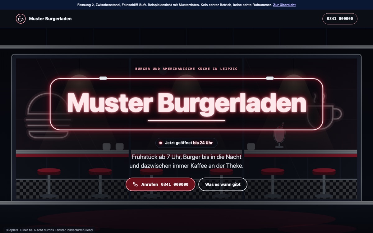 Rechneransicht des Entwurfs 01 Diner
