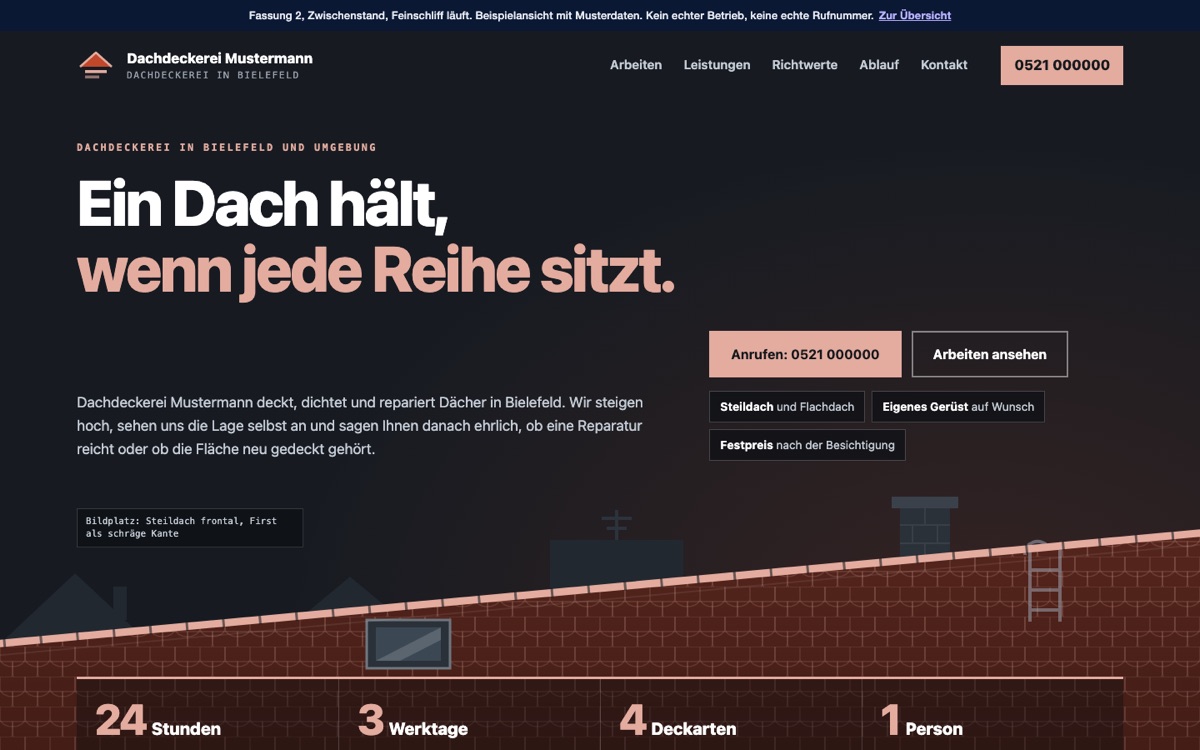 Rechneransicht des Entwurfs 01 Firstlinie