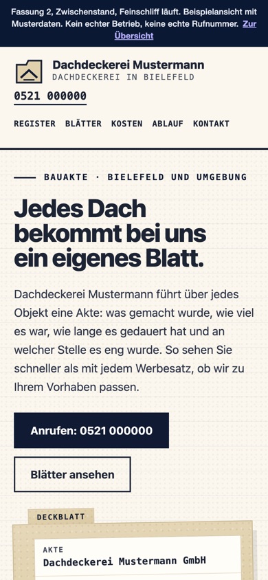 Handyansicht des Entwurfs 05 Bauakte