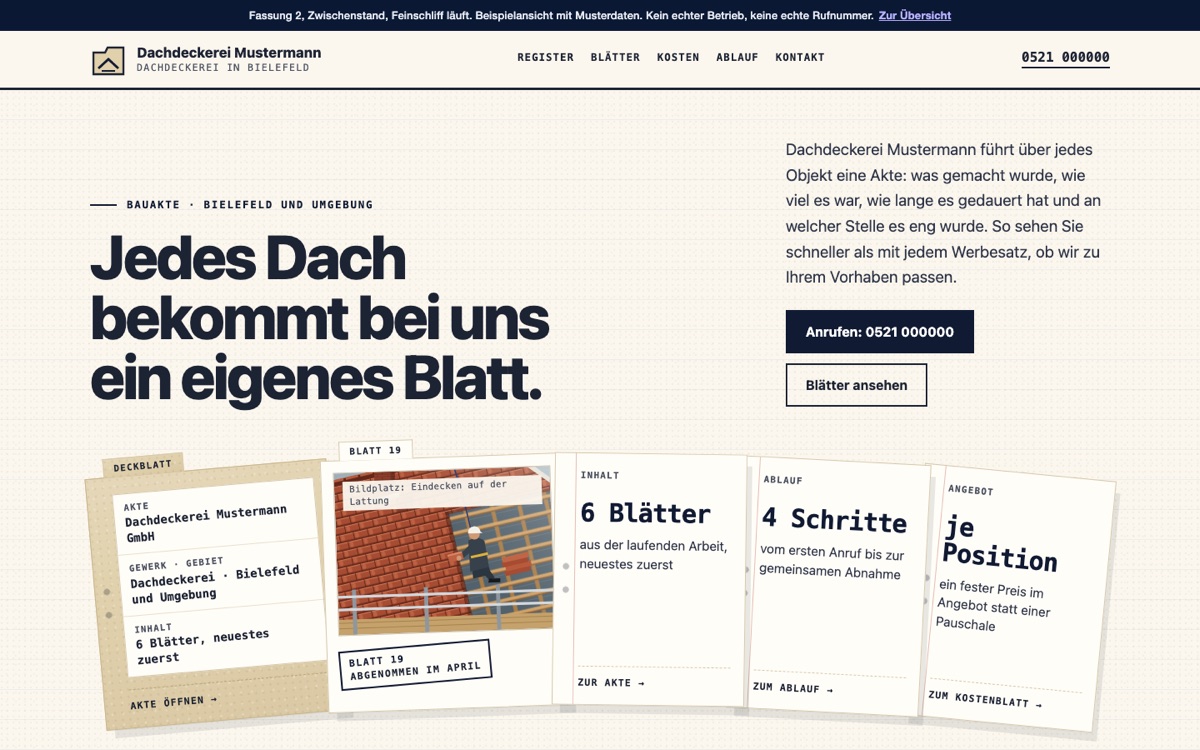 Rechneransicht des Entwurfs 05 Bauakte