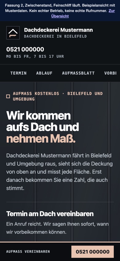 Handyansicht des Entwurfs 06 Aufmaß