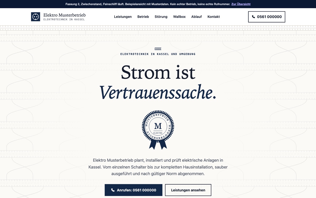 Rechneransicht des Entwurfs 01 Meisterbetrieb