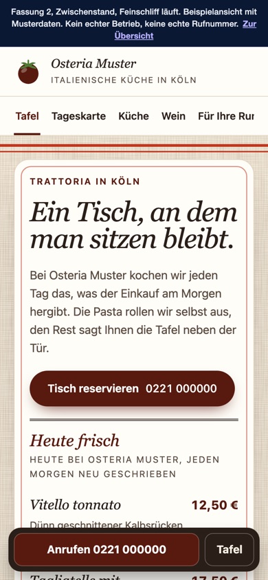 Handyansicht des Entwurfs 01 Trattoria