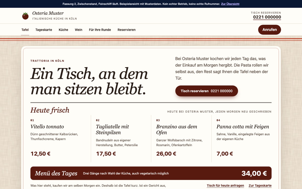 Rechneransicht des Entwurfs 01 Trattoria